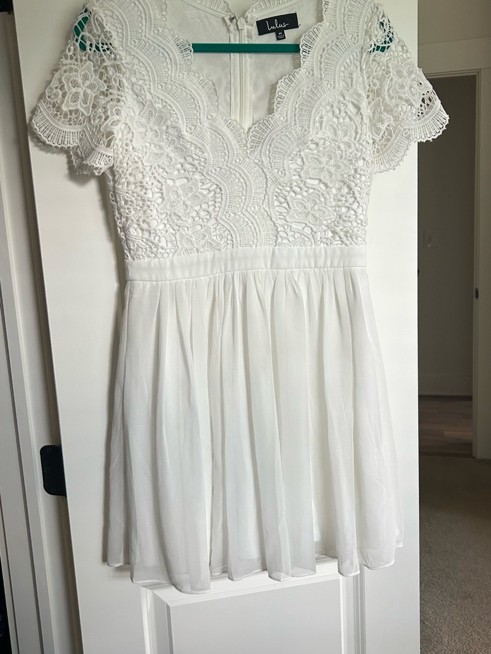 Lulu's White Lace Bodice Chiffon Cocktail Dress